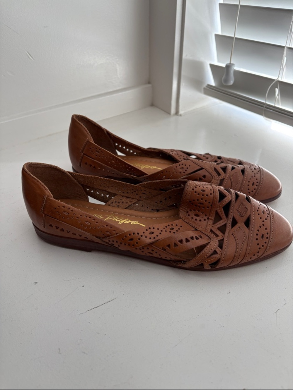 BareTraps Brown Leather Cutout Loafers
